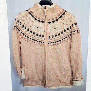 SUNICE STORMPACK WARM LINED CARDIGAN JACKET Sz M WOOL BLD YKK ZIP faux-sherling